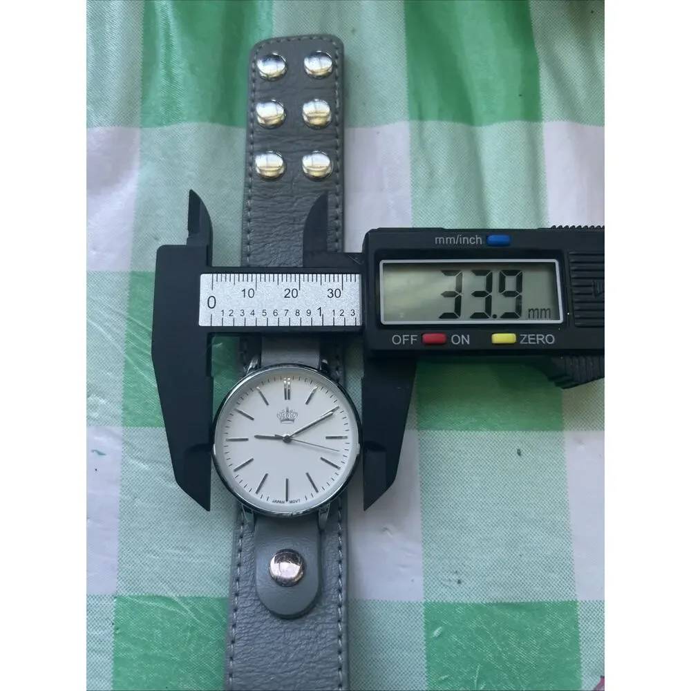 Premier Designs Silver Tone Gray Strap Band Womens Quartz Watch